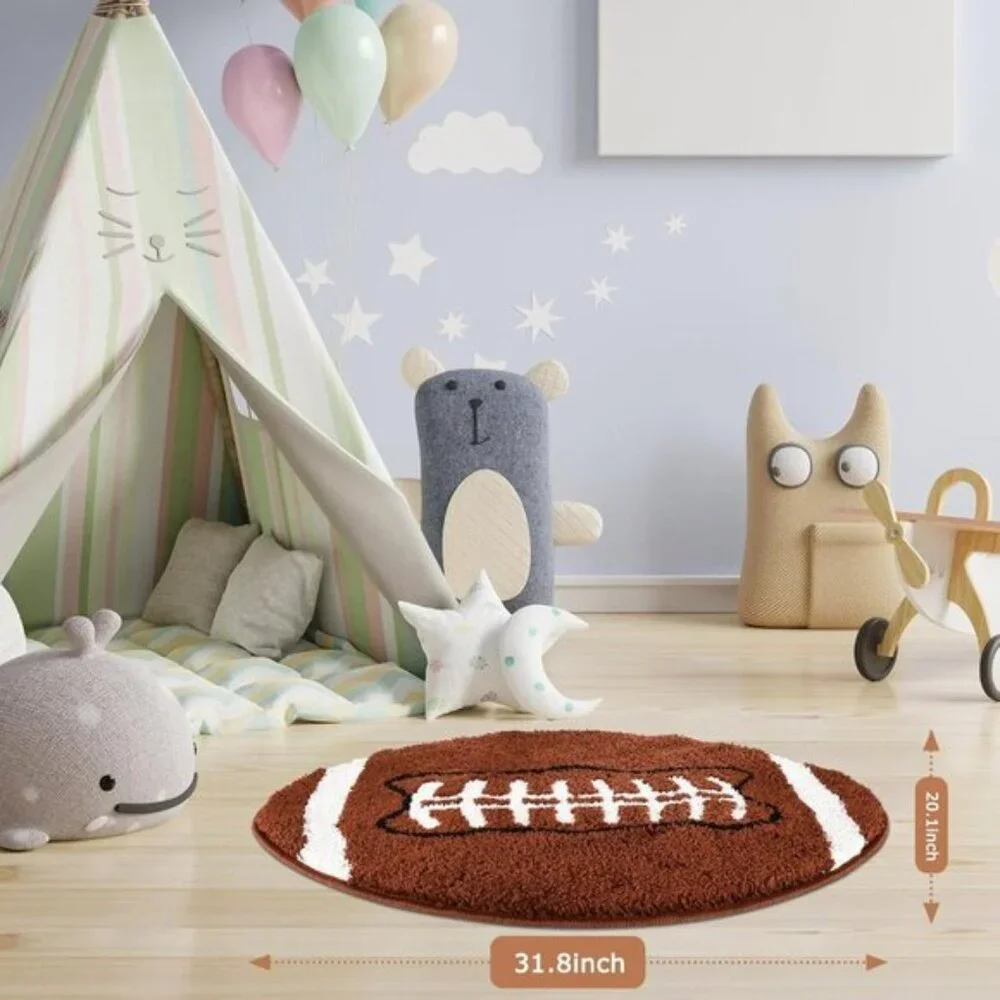 New 32 x 20In Football Rug, Non-Slip Microfiber Aesthetic for Entry & Home Decor
